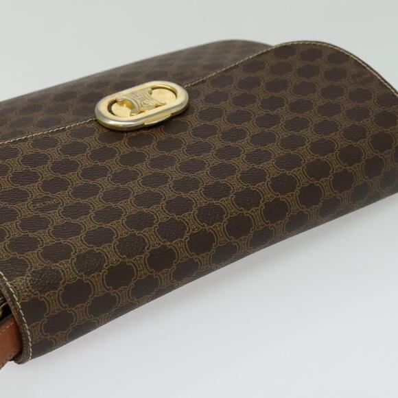 CELINE Macadam Canvas Shoulder Bag Pvc Leather Brown Gold - Picture 6 of 13